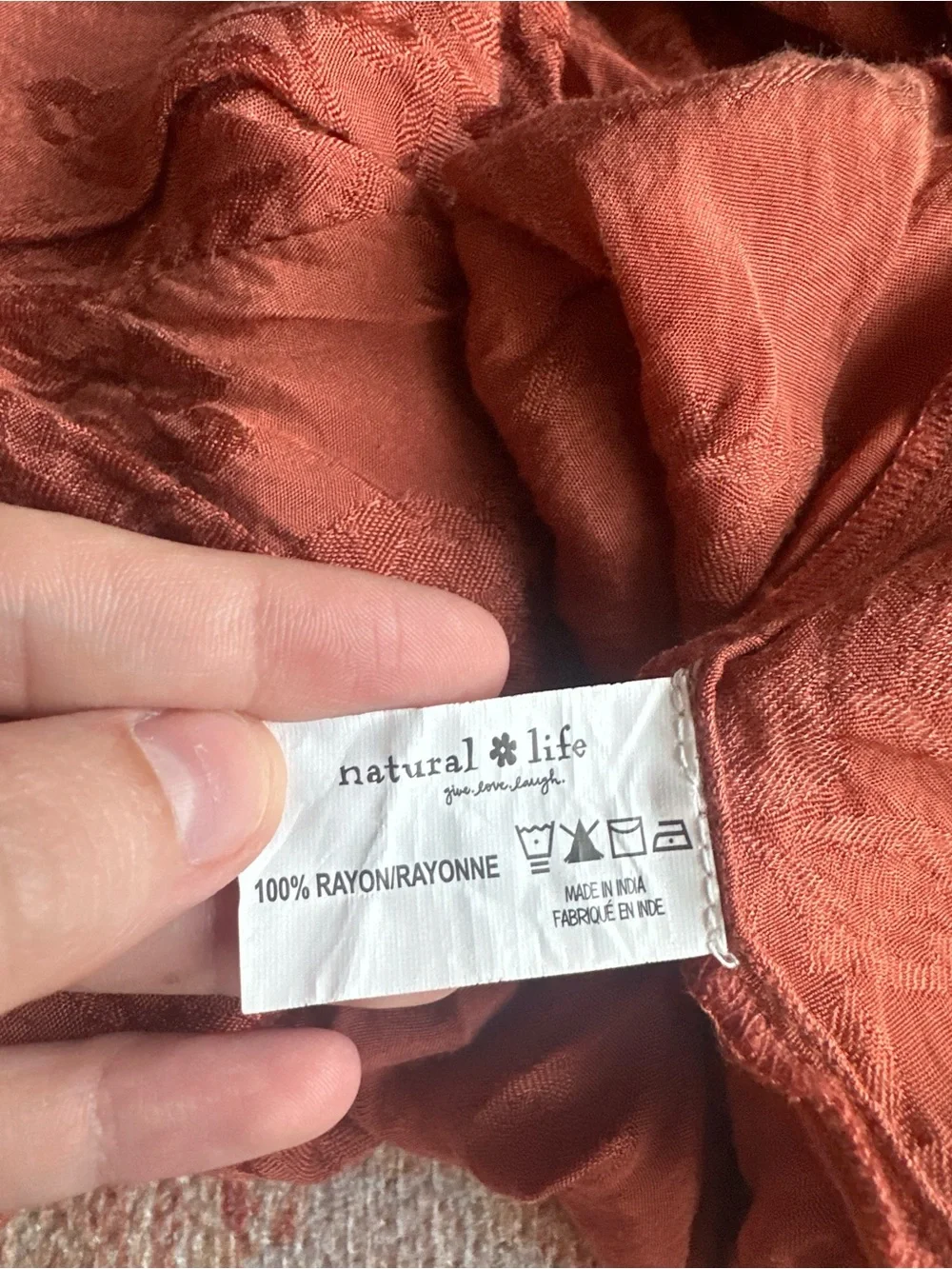 Natural life boho flowy indie rust color fall oversized tunic dress beaded XL - Picture 6 of 7